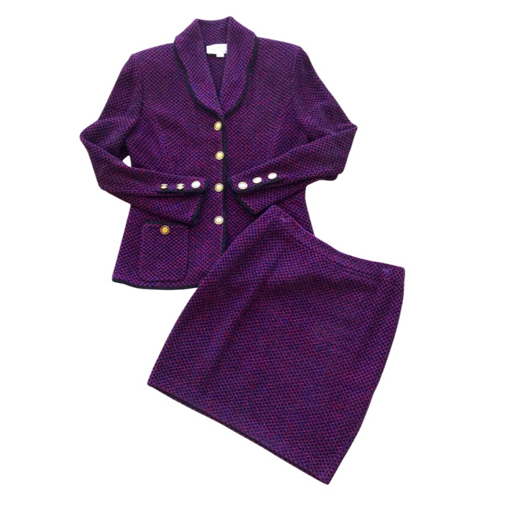 St John 2 Piece Purple Skirt Suit Size 2